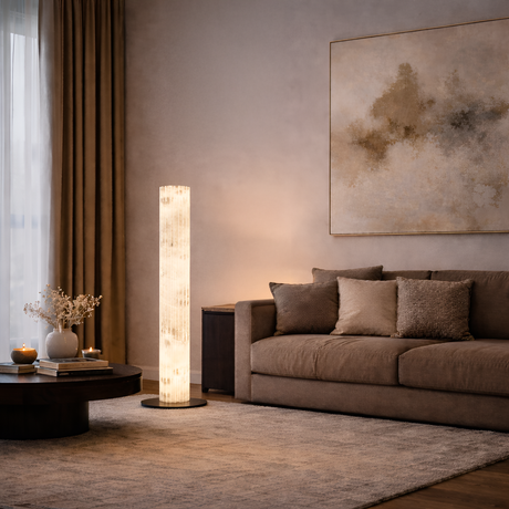 Vellum LED Alabaster Floor Lamp - Brushed Brass
