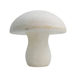 Morfia mushroom-shaped table lamp in natural alabaster with a domed cap and rounded stem base, shown off against a plain white background.