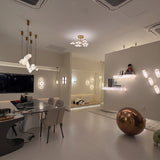 Calyra LED Small Alabaster Semi-Flush Ceiling Light - Brushed Brass