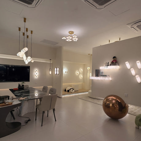 Calyra LED Small Alabaster Semi-Flush Ceiling Light - Brushed Brass