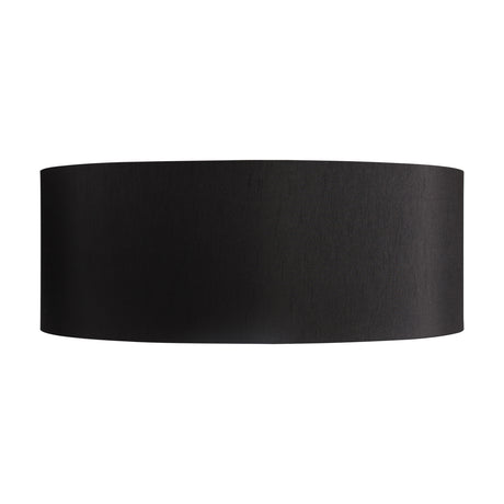 Sigma Cylinder Lamp Shade in black faux silk fabric, a wide shallow drum shape, 60cm diameter, shown on a plain white background.