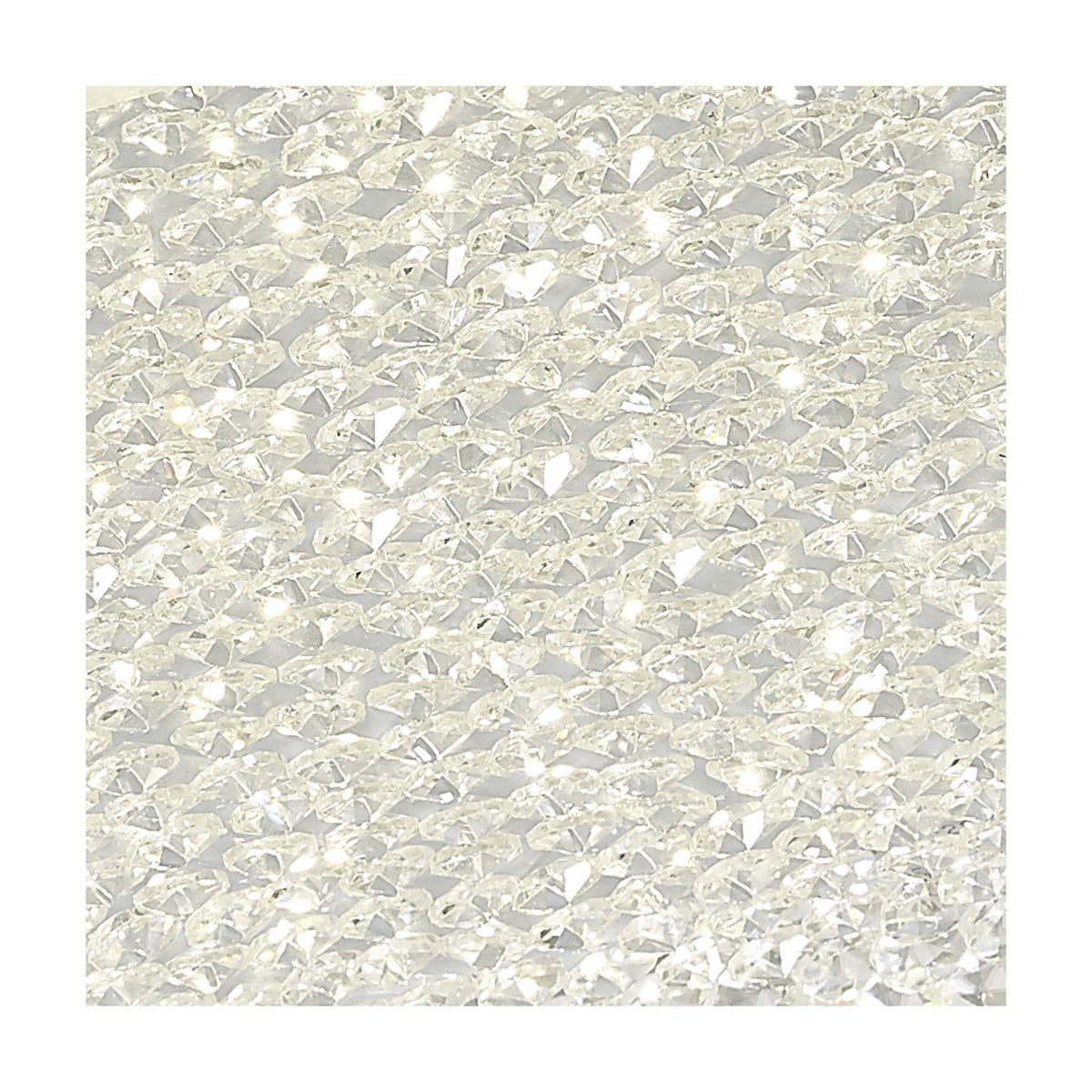 Gina 21W Flush Ceiling Light, 42cm square crystal glass panel in a polished chrome frame, integrated LED scattering bright points across the cut faces.