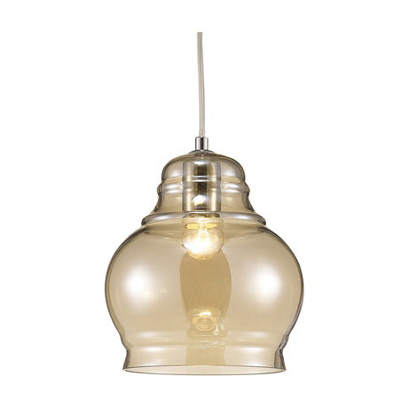 Ariel E27 Pendant Light 20cm Cognac - Polished Chrome