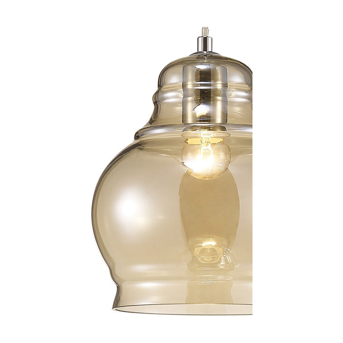 Ariel E27 Pendant Light 20cm Cognac - Polished Chrome