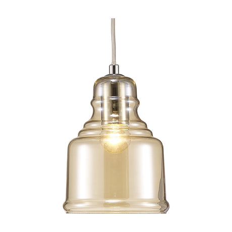 Ariel E27 Pendant Light 14cm Cognac - Polished Chrome