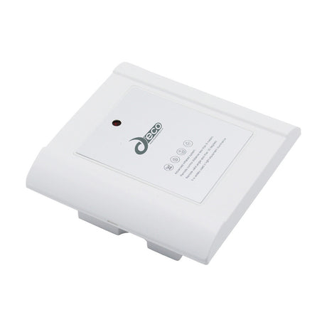 Espial Square Infrared Receiver in white plastic, 65mm cut-out, showing status LED and control icons on the flush face plate, plain background.