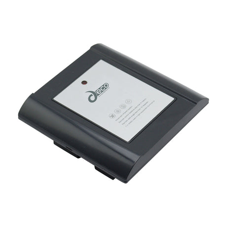 Espial Square Infrared Receiver in black plastic, showing a slim square control plate with white label, indicator light, and icons, set against a plain white background.