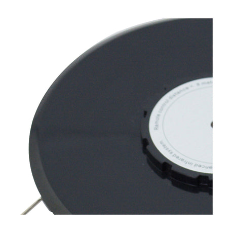 Close-up of the Espial Round Infrared Receiver, a black plastic downlight-style unit with an 83mm cut-out and central white receiver window, shown at an angle against a plain background.