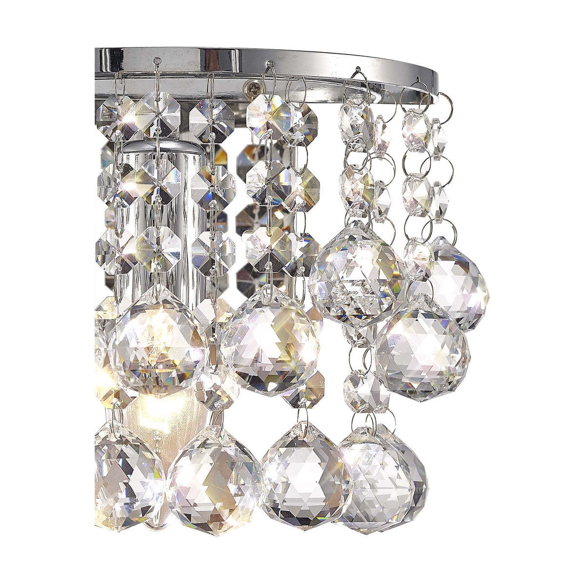 Acton E14 Sphere Crystal Wall Light 23cm - Polished Chrome