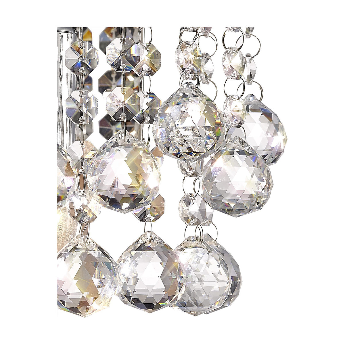 Acton E14 Sphere Crystal Wall Light 23cm - Polished Chrome