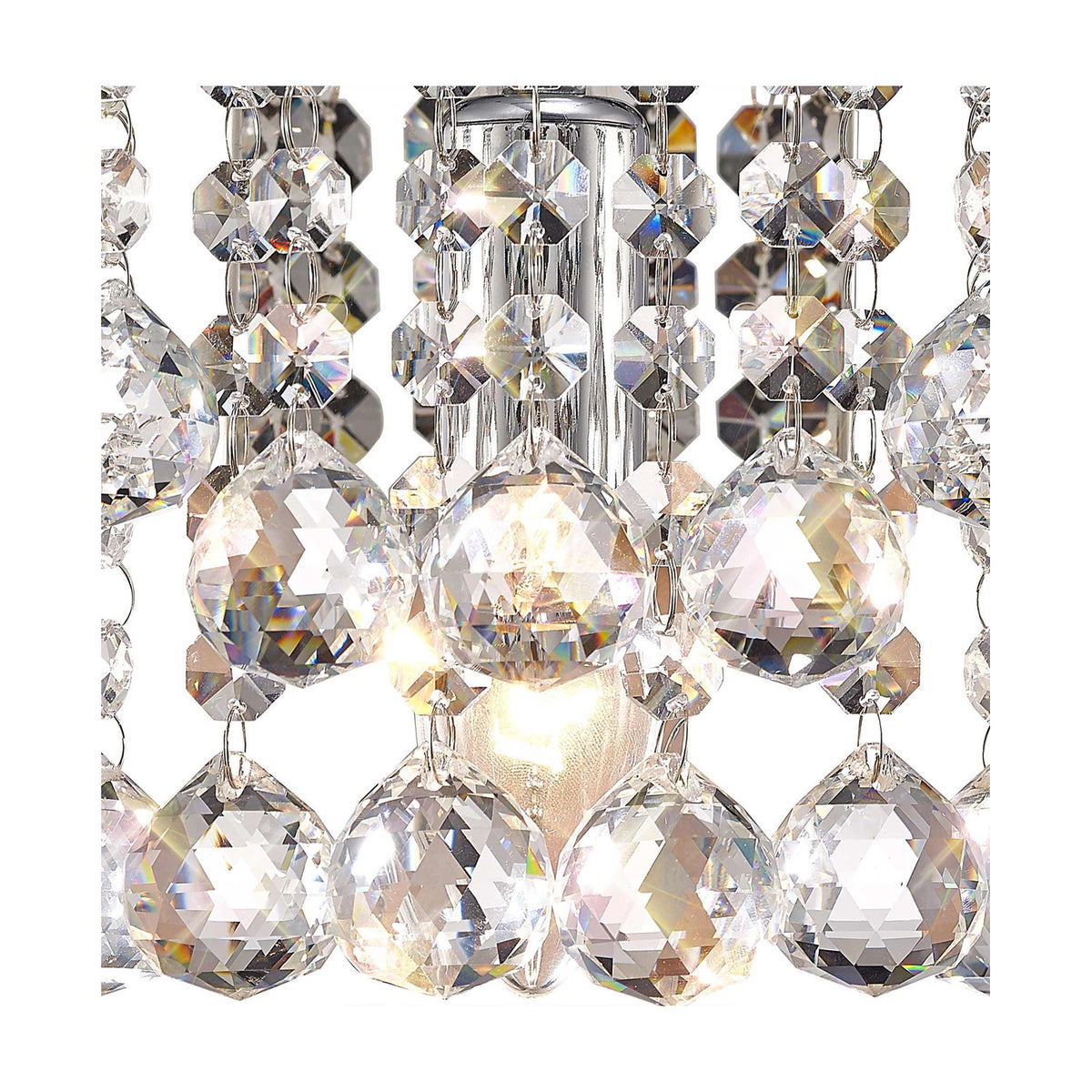 Acton E14 Sphere Crystal Wall Light 23cm - Polished Chrome