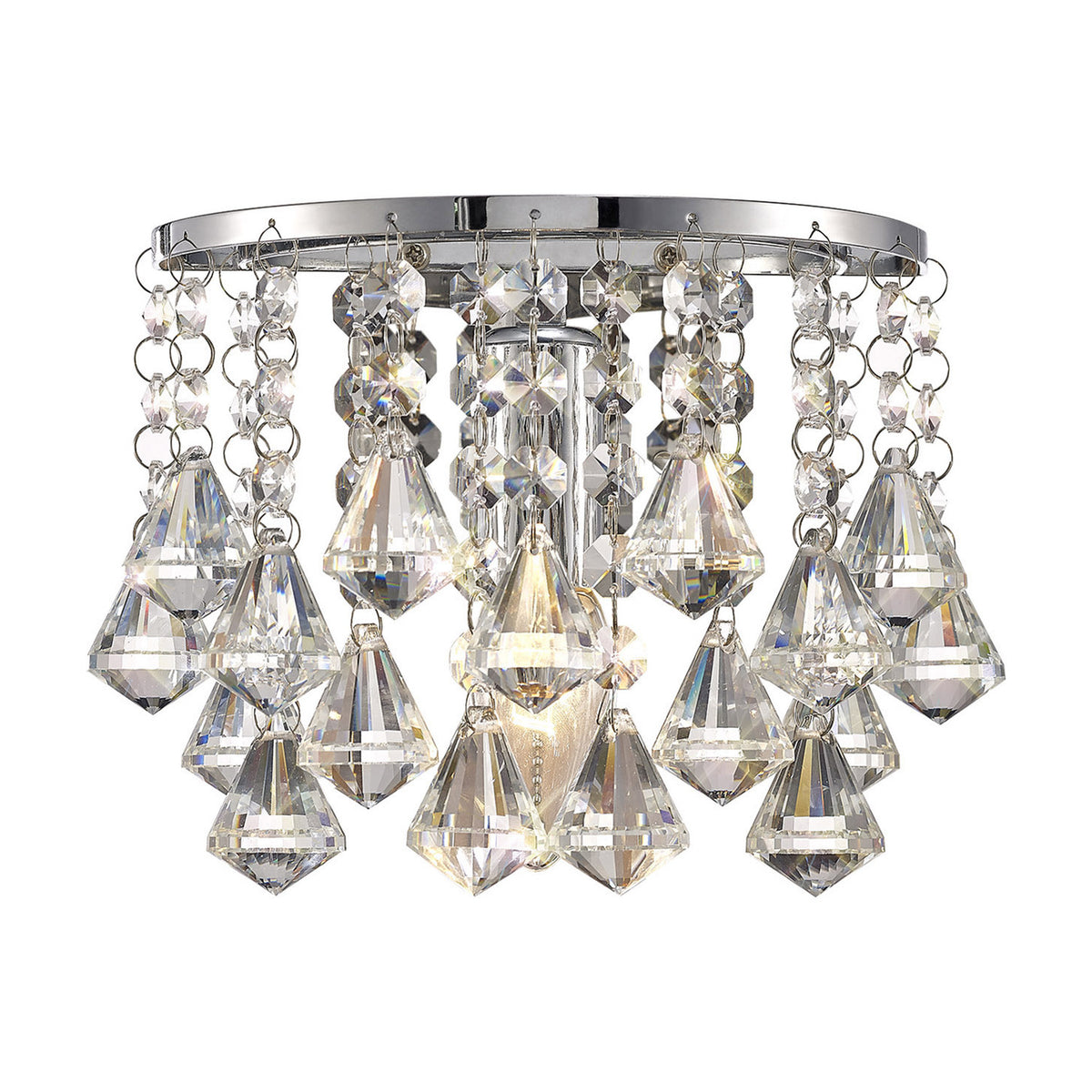 Acton Crystal Prism Switched Wall Light 23cm - Polished Chrome