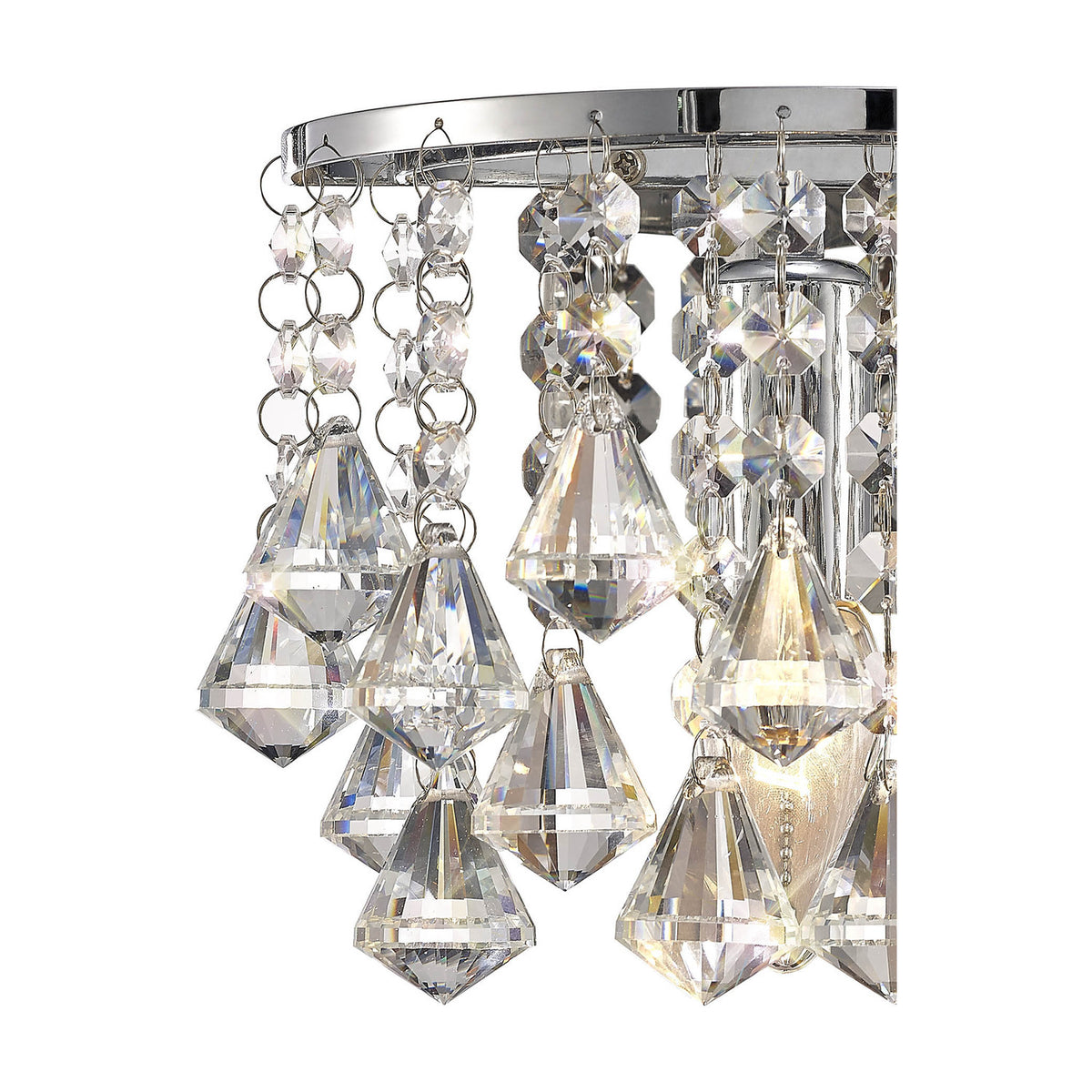 Acton Crystal Prism Switched Wall Light 23cm - Polished Chrome