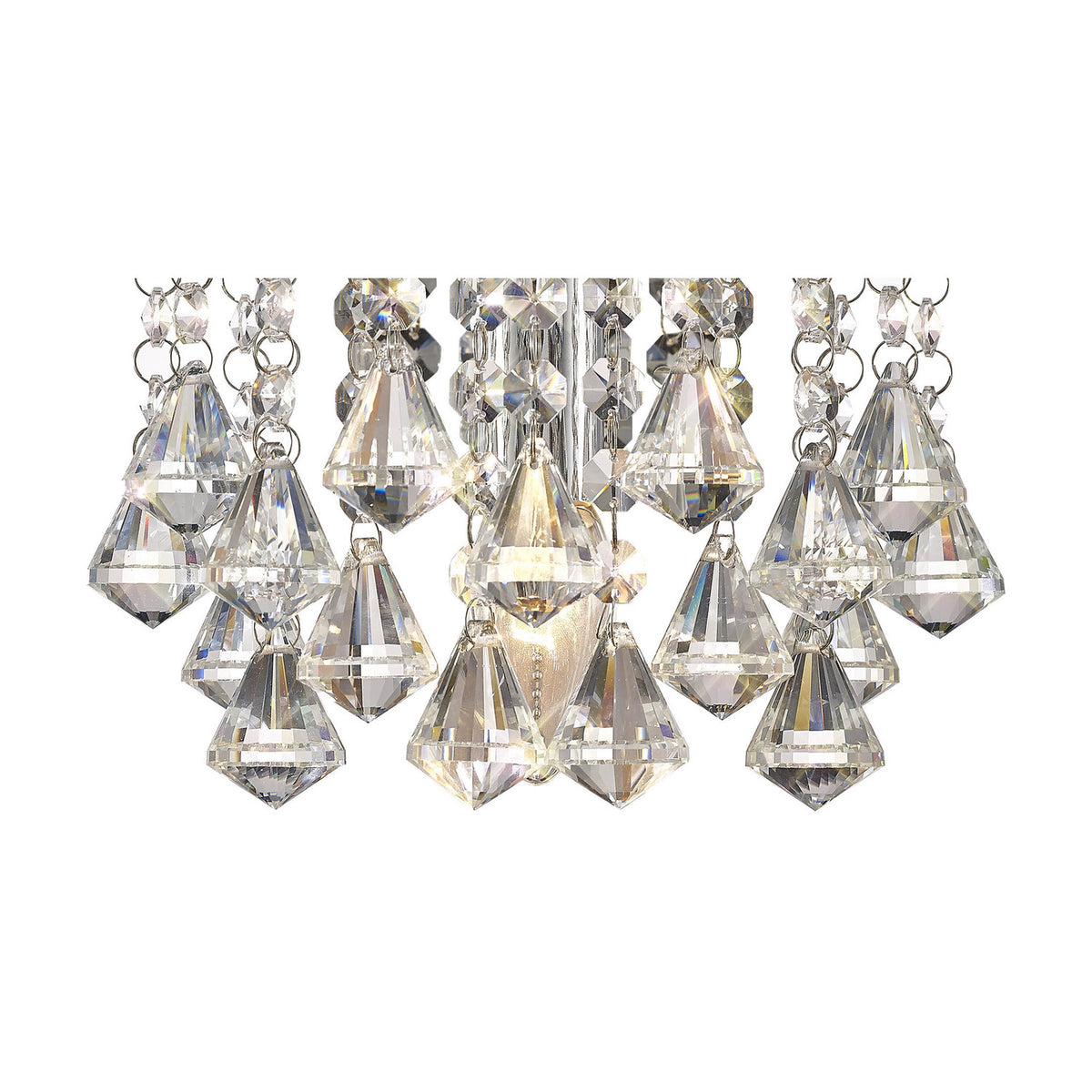 Acton Crystal Prism Switched Wall Light 23cm - Polished Chrome