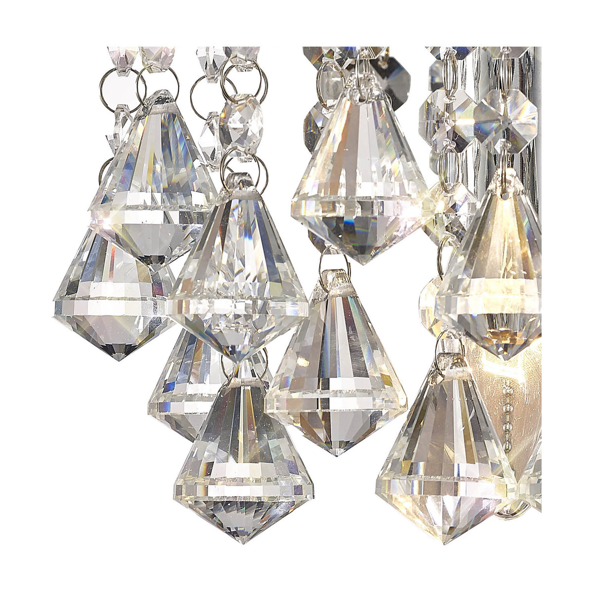 Acton Crystal Prism Switched Wall Light 23cm - Polished Chrome