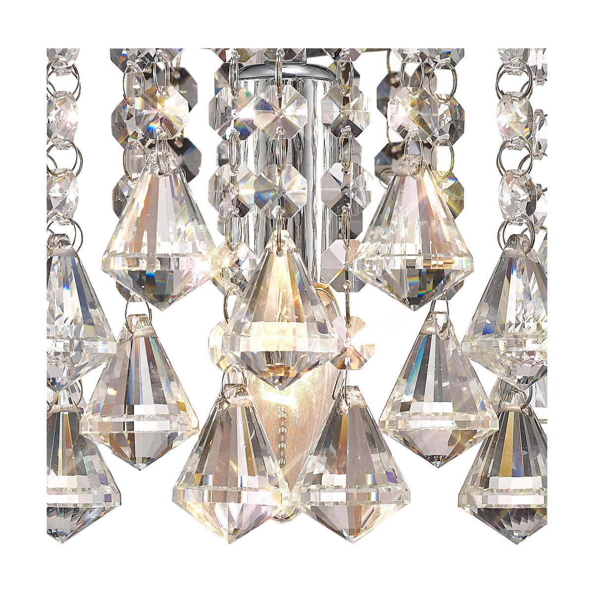 Acton Crystal Prism Switched Wall Light 23cm - Polished Chrome