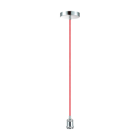 Dreifa Single E27 Pendant Light 10cm Dia - Polished Chrome & Red