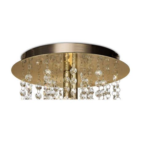Acton E14 Round Flush Ceiling Light 25cm - Antique Brass
