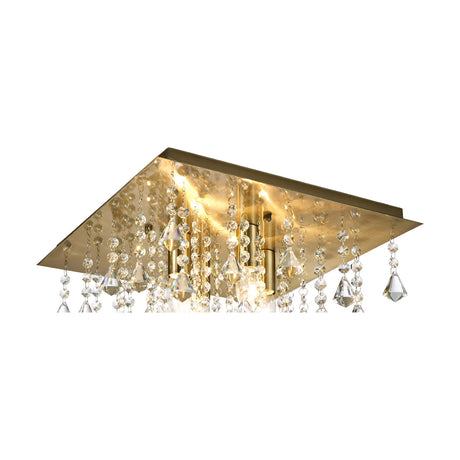 Acton 4 Light E14 Flush Ceiling Light 38cm Long - Antique Brass