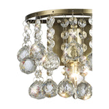 Acton E14 Sphere Crystal Switched Wall Light 23cm - Antique Brass