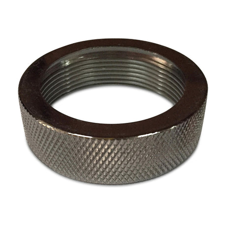 Dreifa 50mm lampholder ring in gun metal finish, a deep threaded aluminium collar with knurled outer edge, shown on a plain white background.