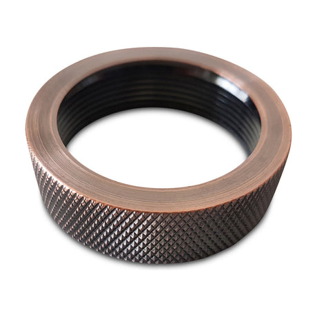 Dreifa Lampholder 50mm ring in antique copper with knurled aluminium band and internal threaded collar, shown on a plain white background.
