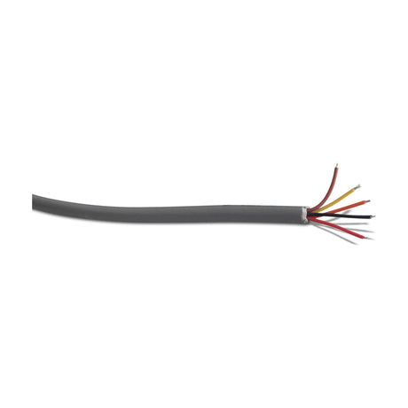 Cavo Copper Cable, a grey round PVC-sheathed 5 core 0.5mm lighting cable with stripped ends exposing red, yellow, black and white conductors, shown on a white background.