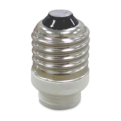 Elements G9 Plug Adaptor, 27mm, showing a chrome E27 screw thread above a white ceramic G9 socket base, set on a plain white background.