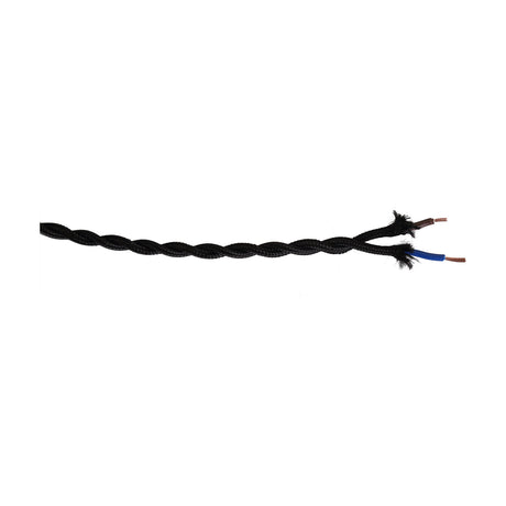Cavo Twisted Cable, a black braided fabric-covered flex with exposed twisted copper wire ends, shown against a plain white background.
