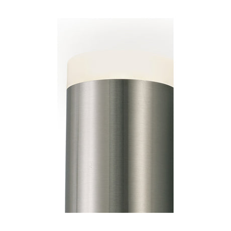 Close-up of the Alpin 8W IP44 Outdoor Wall Light, a stainless steel cylinder with a frosted polycarbonate diffuser cap, shown against a plain light background.