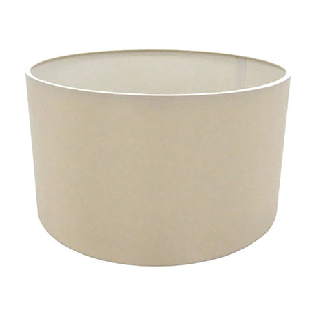 Sigma Lamp Shade 30cm, a straight-sided drum shade in nude beige faux silk with a pale lining, shown against a plain white background.
