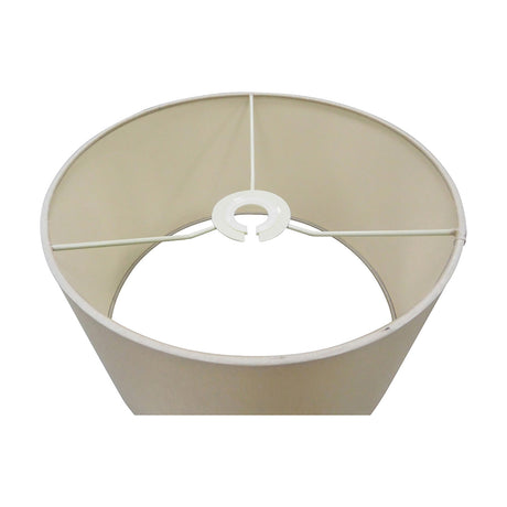 Sigma Lamp Shade 30cm, a drum-shaped cylinder in nude beige faux silk with pale lining, shown from above revealing the white fitter frame, on a plain white background.