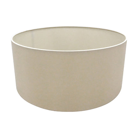 Sigma Lamp Shade 40cm, a wide straight-sided cylinder in nude beige faux silk with a pale interior lining, shown on a plain white background.