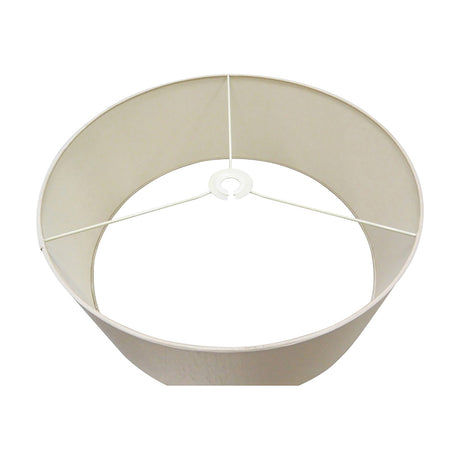 Sigma Lamp Shade 50cm in nude beige faux silk, shown from above with white metal frame and fitting visible inside, plain white background.