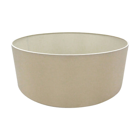 Sigma Lamp Shade 60cm, a wide cylindrical drum shade in nude beige faux silk with pale interior lining, shown on a plain white background.