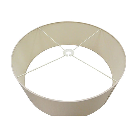 Sigma Lamp Shade 60cm drum-style cylinder in nude beige faux silk with pale interior lining and white metal cross-brace fitting, shown on a plain white background.