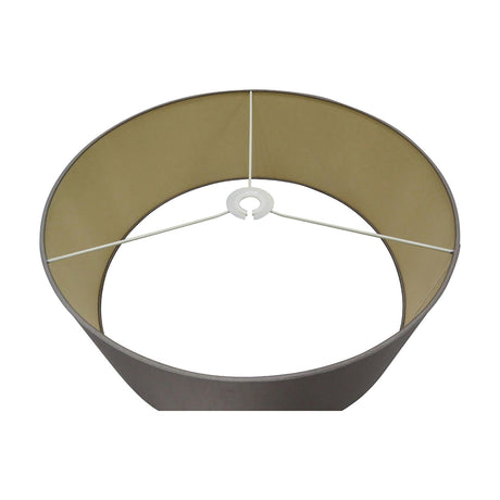 Sigma Lamp Shade 50cm in taupe faux silk, shown from above with gold-toned interior lining and white fitter frame, on a plain white background.