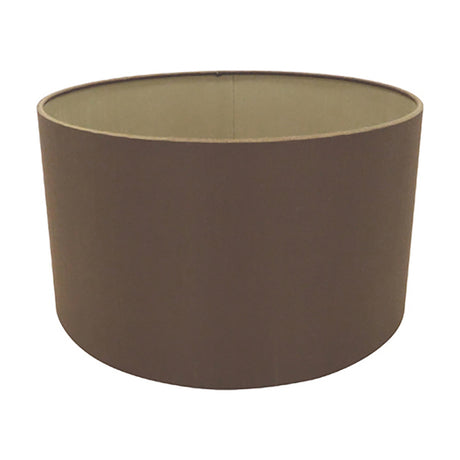Sigma Lamp Shade 30cm, a straight-sided cylinder drum with raw cocoa fabric outer and bronze-toned inner lining, shown on a plain white background.