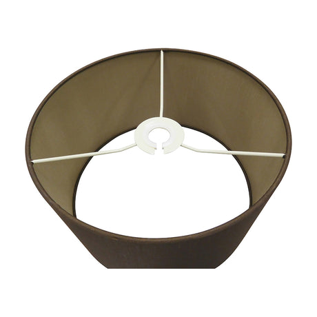 Sigma Lamp Shade 30cm in raw cocoa faux silk, a wide drum shade with bronze inner lining and white spider fitter, shown against a plain white background.