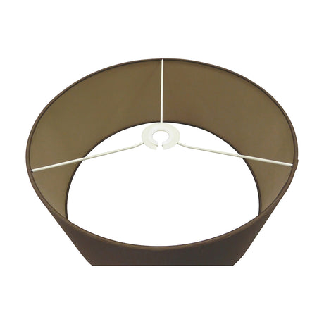 Sigma Lamp Shade 40cm, a wide shallow drum in raw cocoa faux silk with a bronze-toned lining and white cross-brace fitter, shown from above on a plain white background.
