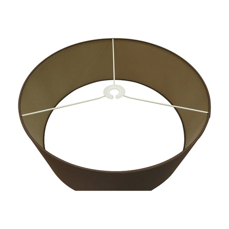 Sigma Lamp Shade 50cm in Raw Cocoa, a wide drum-shaped fabric shade with brown exterior and bronze-toned inner lining, shown from above with white fitter frame on a plain background.