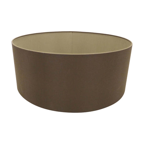Sigma Lamp Shade 60cm, a wide drum-style shade in Raw Cocoa faux silk with a bronze-toned interior lining, shown on a plain white background.