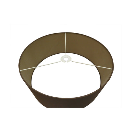 Sigma 60cm drum lamp shade in Raw Cocoa faux silk with bronze inner lining, shown from above on a white background with visible white metal support frame.
