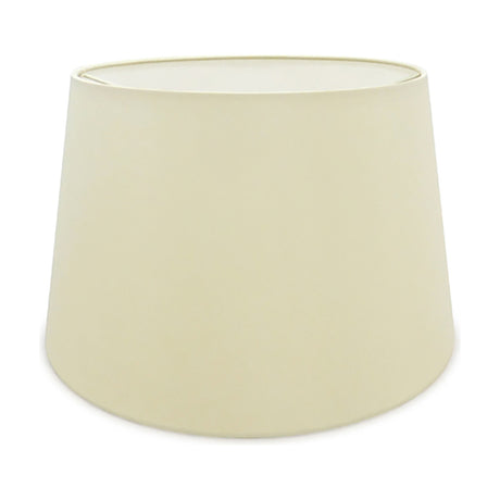 Sutton Lamp Shade 35cm in ivory pearl faux silk, an empire-shaped tapered drum with white interior lining, shown on a plain white background.