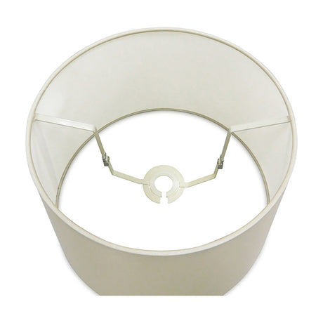 Top view of the Sutton 35cm lamp shade in ivory pearl, showing the fabric drum interior, white lining, and metal spider fitter frame on a plain white background.