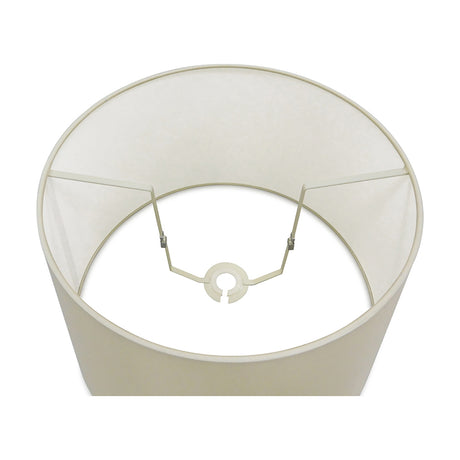 Sutton Lamp Shade 45cm, an empire-shaped drum in ivory pearl fabric, shown from above with white lining and metal fitter frame against a plain background.