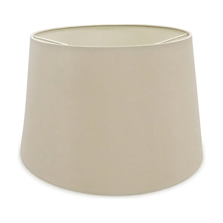 Sutton Lamp Shade 35cm in nude beige faux silk, empire shape tapering from narrow top to wider base, shown on a plain white background.