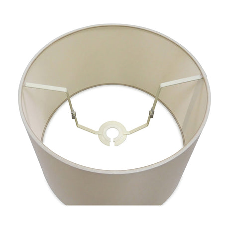 Sutton Lamp Shade 35cm in nude beige faux silk, empire shape, shown from above revealing the fitting frame and pale interior lining on a white background.