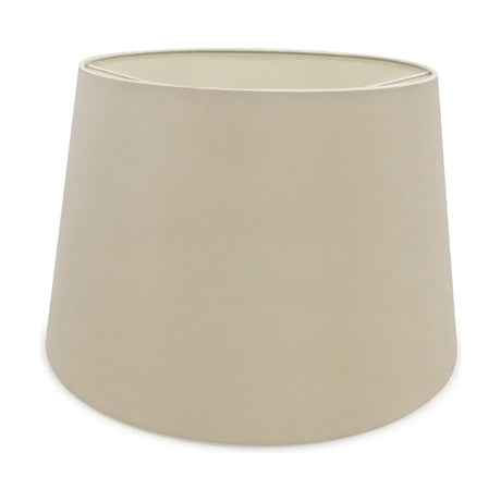 Sutton 40cm empire-shaped lamp shade in nude beige fabric with a tapered profile, moonlight interior, and light beige trim, shown on a plain white background.