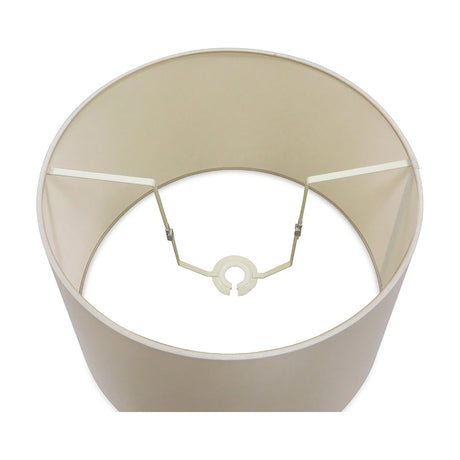 Sutton Lamp Shade 45cm in nude beige Terylene and cotton, viewed from above showing the fabric interior and white spider fitting on a plain background.